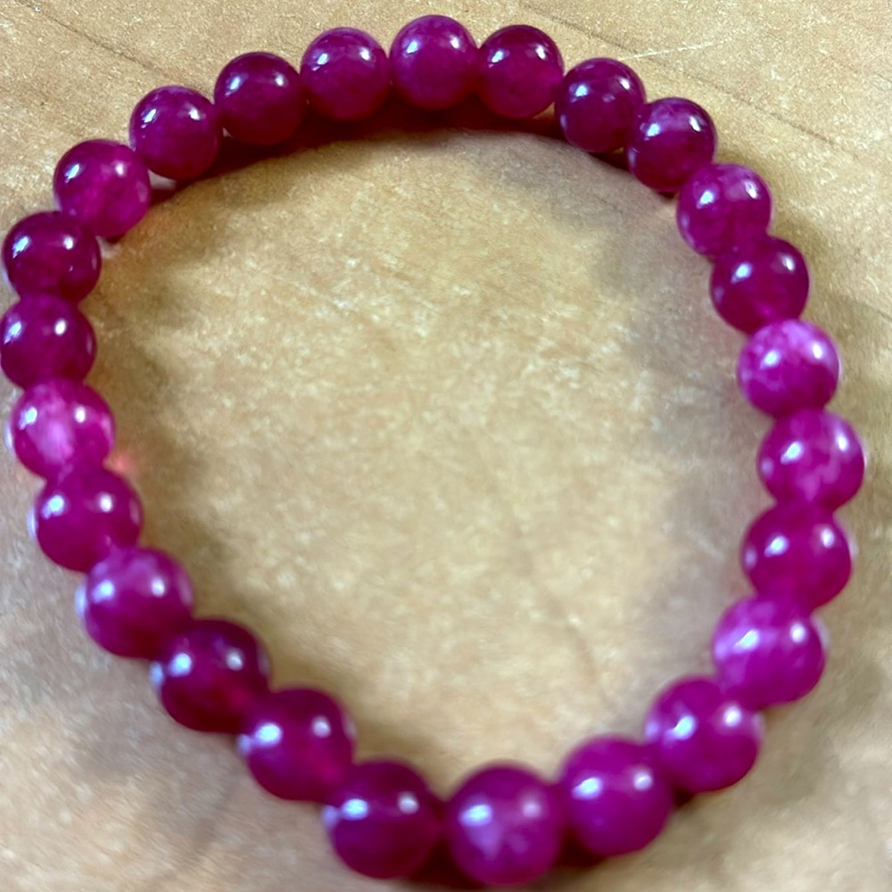 #028 Berry Pink Agate Bracelet 7.5mm